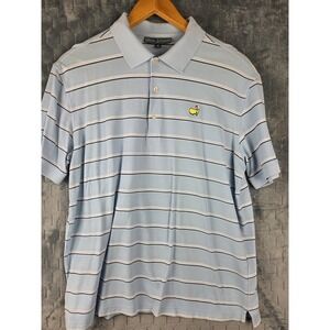 Masters Collection Mens Polo Shirt XL  Blue Stripe Embroidered Golf